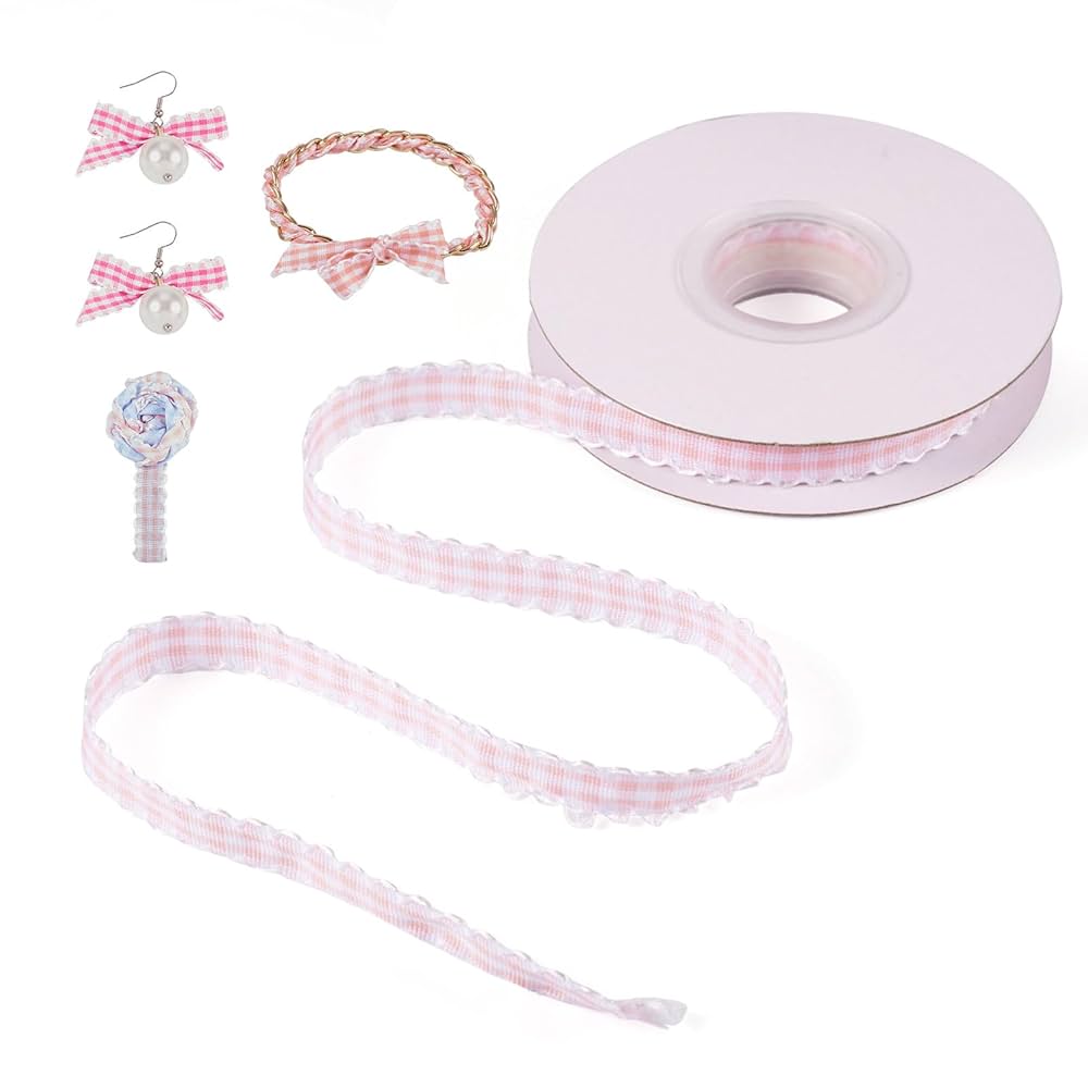 Amazon | Beadthoven ギンガムチェック リボン 幅11mm 約9.14m